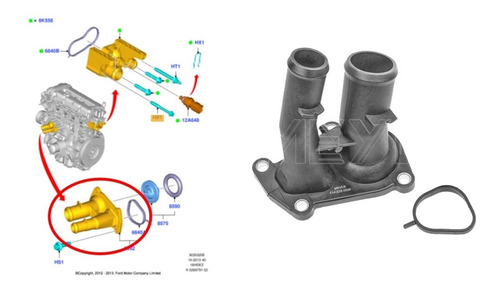 Tapa Termostato Ford Fiesta Ecosport 1.6 16v Motor Sigma