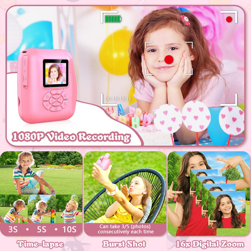 Cámara De Impresión Instantánea Luoba Kids De 12 Mp, 1080p,