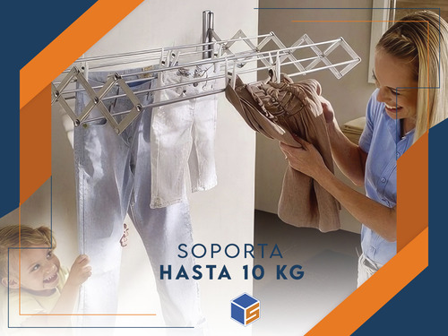 Imagen 8 de 11 de Tender Ropa Extensible Pared Plegable 80cm 10 Varillas