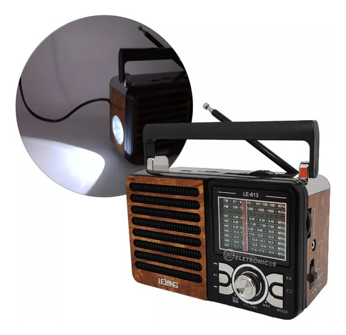 Rádio Com Lanterna E Bluetooth Usb Entrada Sd E Auxiliar P2
