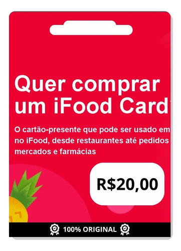 Cartão Presente Ifood 20 - Digital Via Chat