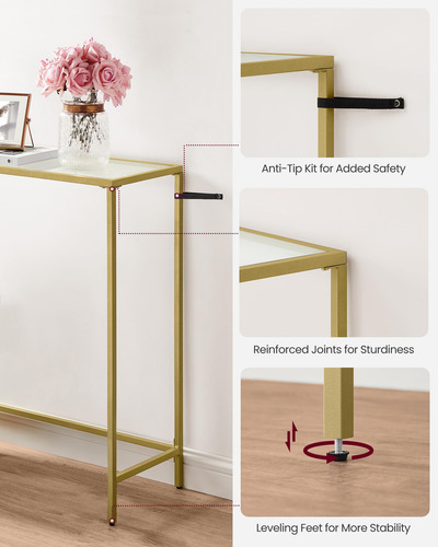 Mesa De Entrada Vidrio Templado Moderna Con Patas Ajustables