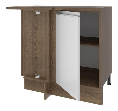 Balcão De Canto Madesa Glamy 1 Porta - Rustic/branco