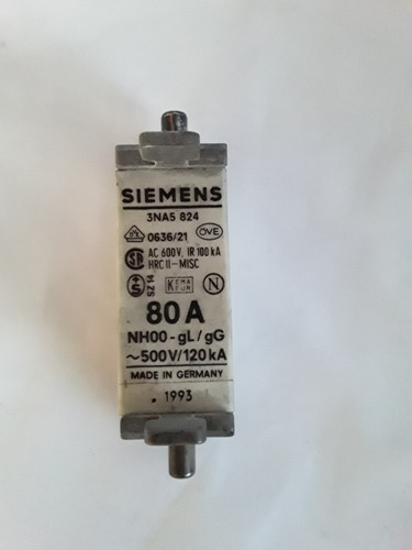 Fusible Nh-00 De 80a, Marca Siemens, Made In Germany