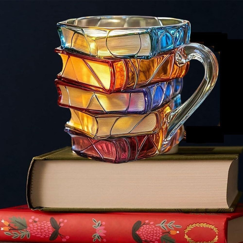 Taza De Libro Pintada, Taza De Café Hecha A Mano Con Libro D