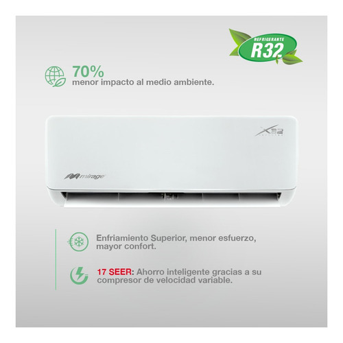 Mini Split Mirage V32 Inverter 1 Ton. 220v Solo Frio Blanco