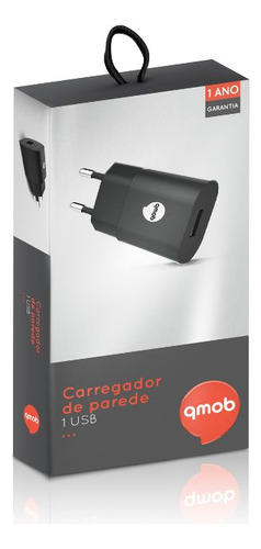 Carregador Parede + Cabo Tipo C 1,2m - Qmob