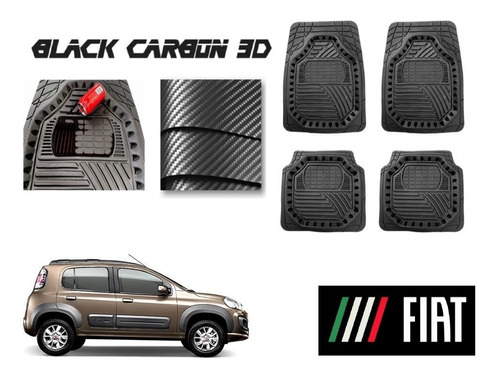 Tapetes Premium Black Carbon 3d Fiat Uno 2012 A 2020