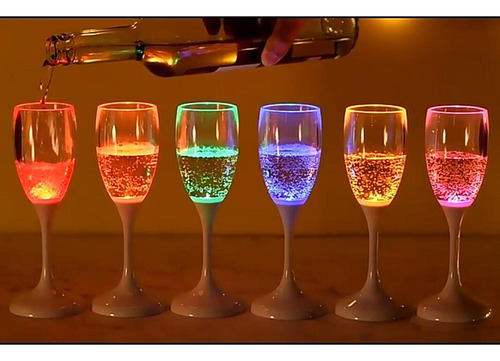 6x Copas De Flauta De Vino Led Copa De Cóctel De 150 Ml