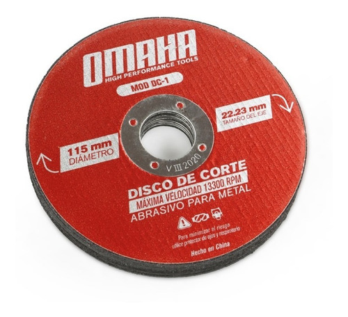Imagen 1 de 10 de Disco De Corte 115 X 1 Mm 10 Uni Metales Omaha P/ Amoladora