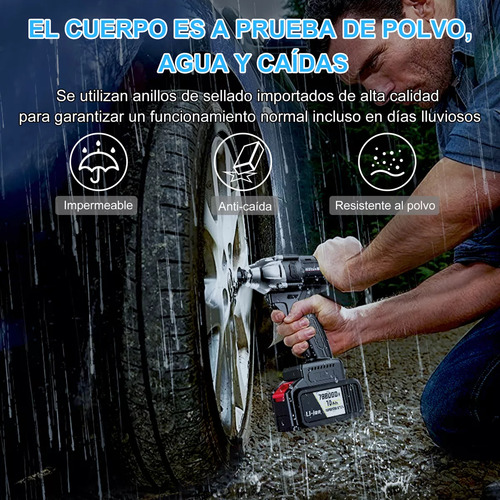 Pistola De Impacto Eléctrica Portátil Sincarbono Inalámbrica De Alta Potencia Glimall 127V 1200N Herramienta de Alto Torque para Desmontaje de Neumáticos y Taladrado Fuerte en Coches o Motos