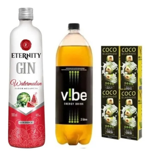 Gin Eternity Melancia 950ml + Energetico Vibe + 4 Coco