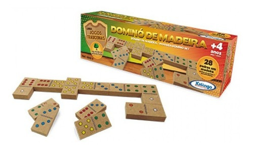 Juego clásico tradicional de dominó de madera - Puntos de colores