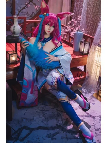 Lol Spirit Blossom Ahri Cosplay Tail Costume Lol Ahri Wig Ha