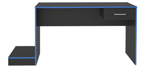 Escrivaninha Artely Gamer Espaçosa Com Uma Gaveta Cor Preto/Azul