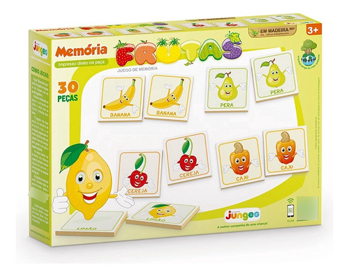 Jogo Da Memória Infantil Frutas 30 Peças Em Madeira