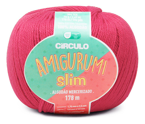 Fio Amigurumi Slim Circulo Com 178m 70g 100% Algodão Cor 3334- Tulipa