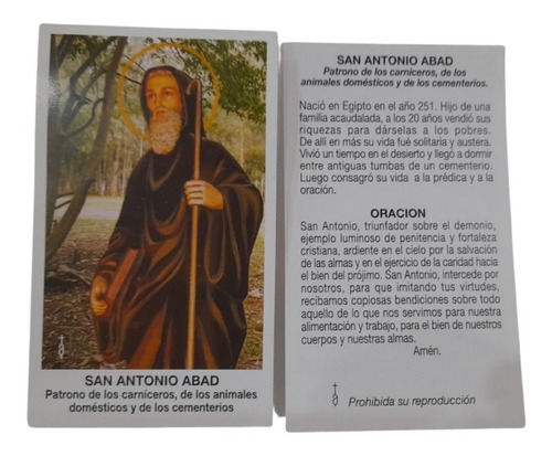 Estampas San Antonio Abad Santos Santoral X 100