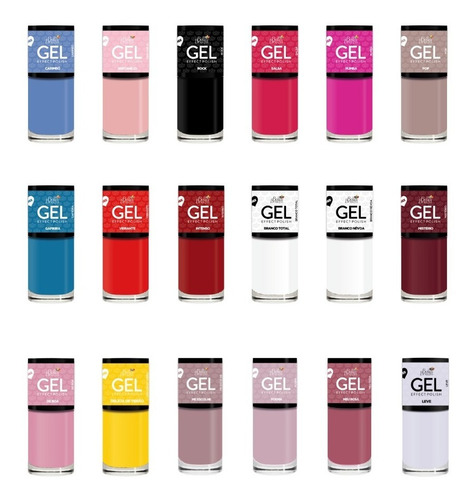 Kit Com 18 Esmaltes Efeito Gel Bella Brazil (sem Cabine)