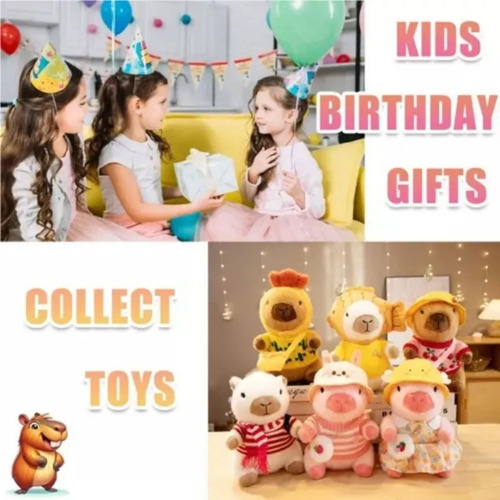 Para Peluche Capibara Con 9 Piezas De Ropa Y
