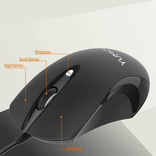 Imagen 2 de 6 de Yumqua G189 Mouse Usb Con Cable, Paquete 2, 4 Dpi Ajustables