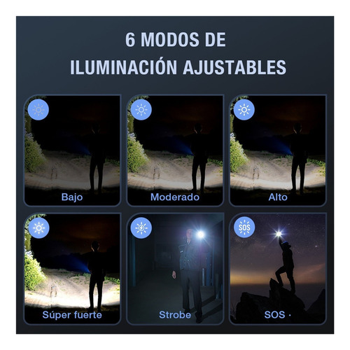 - Linterna Led Recargable 120000 Lúmenes Linterna Xhp160