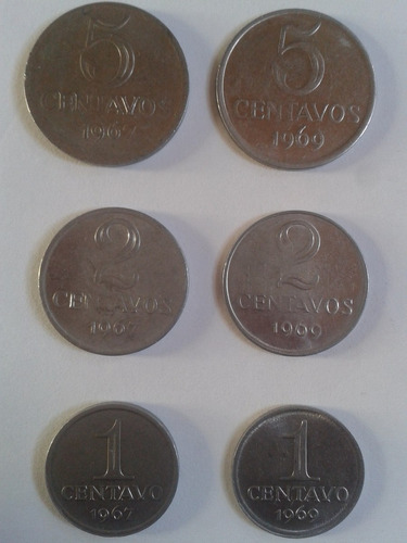 1 * 2 * 5 Centavos 1967 - 1969 Brasil L09