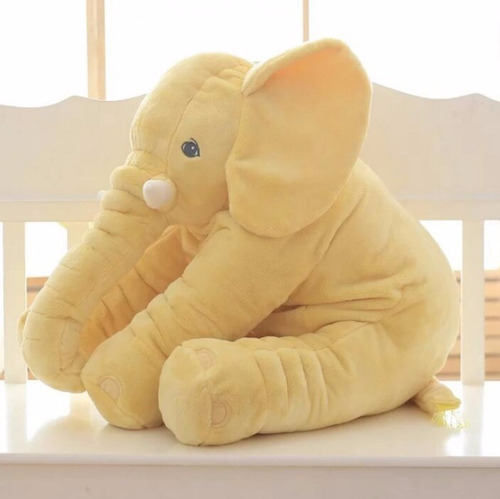 Elefante 40cm Amarelo Pelúcia Naninha Travesseiro Neném Bebê