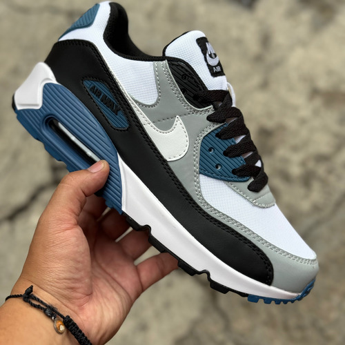 Tenis Nike Air Max 90 Hombre Azul,gris,blanco No Fue