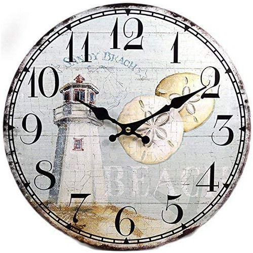 Reloj De Pared De Madera Con Faro Decorativo De 13.0 in Pa.