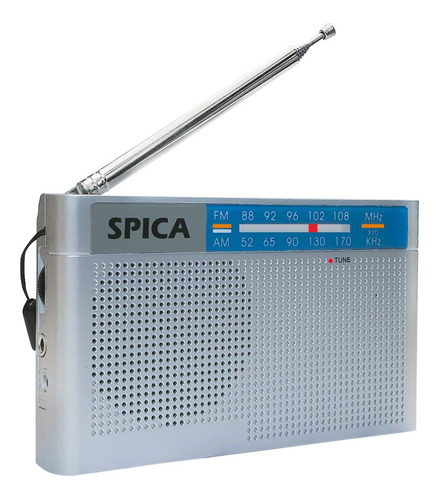 Radio Retro Spica Sp-350 A Pila Portatil Am/fm Entrada auricular Color Gris