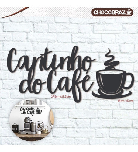 Conjunto Cantinho Do Café Com Xícara Em Mdf P/ Decoração 