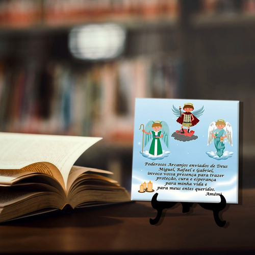 Azulejo Personalizado Oração 3 Arcanjos - Decoração