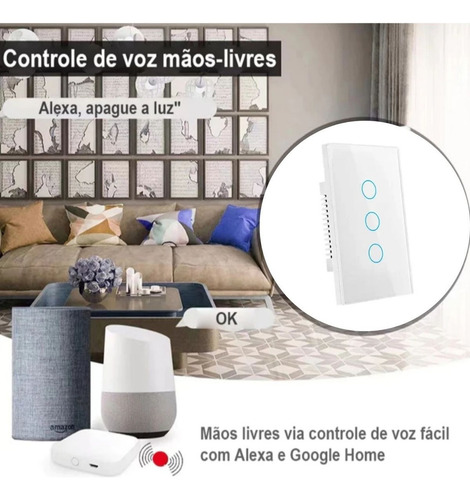 Interruptor Inteligente Wifi Touch Smart 3 Botoes Digital