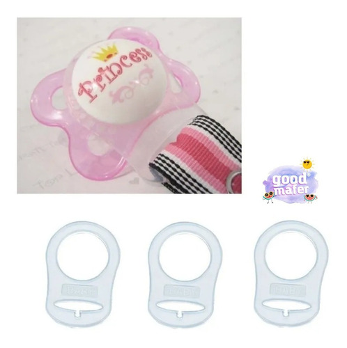 Kit 5 Adaptadores Para Chupeta Sem Alça Serve Para Mam Nuk Cor Transparente