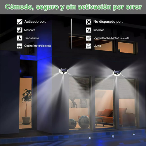100 Leds Lámparas Solar Sensor Exteriores De Pared 10 Pcs