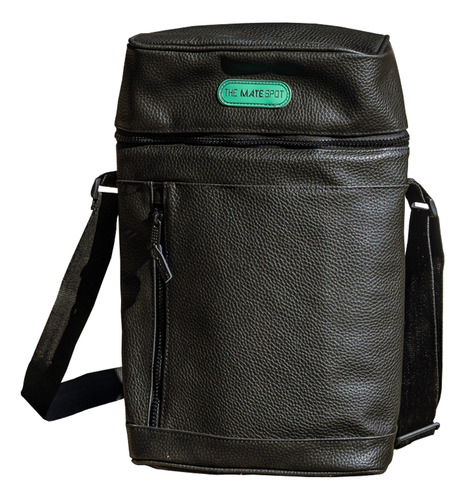 Bolso Matero Matera Regulable Porta Termo Bombilla Mate Eco Cuero The Mate Spot Negro