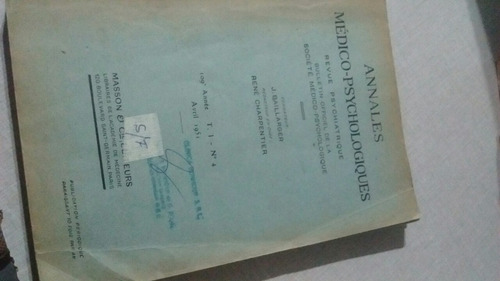 Annales Médico Psychologiques J. Billarger R.charpentier (Usado)