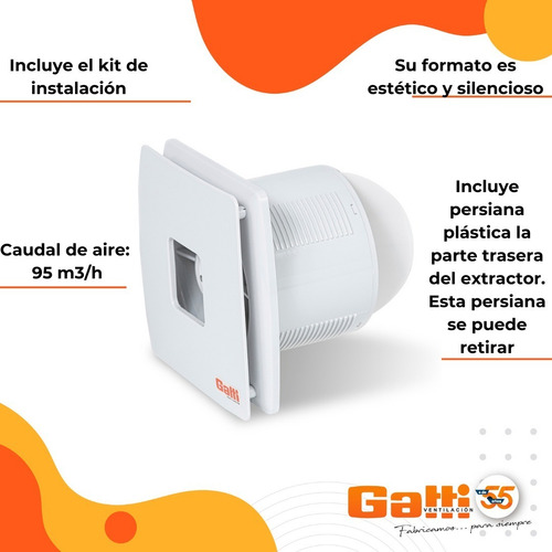 Imagen 6 de 9 de Extractor De Baño 4 (10 Cm) Potenciado C/ Persiana Incluida