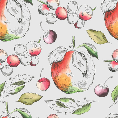 Vinilo Decorativo Botánico Frutas 3 Tapiz Wallpaper Textura
