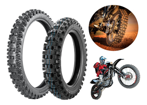 Par Pneu Enduro Trilha 90/90-21 + 110/100-18 Borilli B007