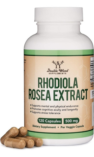 Rhodiola Rosea 500 Mg, 120 Caps, Double Wood,