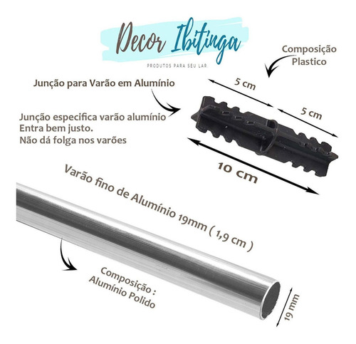 Barra de cortina para techo, yeso, dormitorio, 3 metros, 19 mm, metal