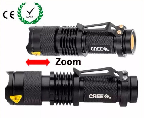 Mini Lanterna Led Cree Q5 Tatica Recarregavel Com 2 Baterias