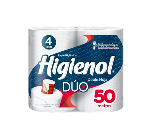 Imagen 2 de 2 de Papel higiénico Higienol Dúo doble 50 m de 4 u
