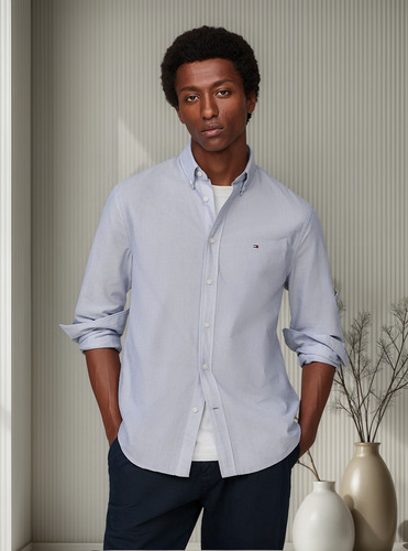 Camisa Oxf Heritage Regular Fit Celeste Tommy Hilfiger