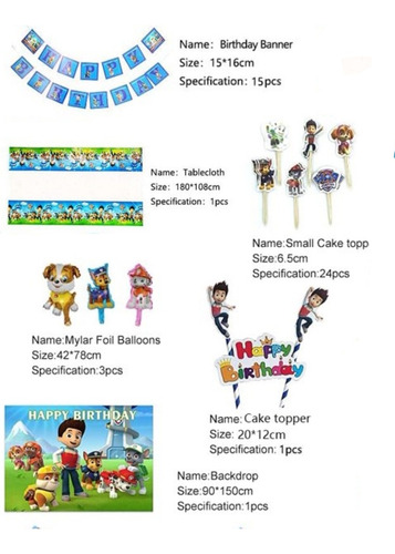 Imagen 2 de 2 de Kit De Decoración Cumpleaños Paw Patrol Niño