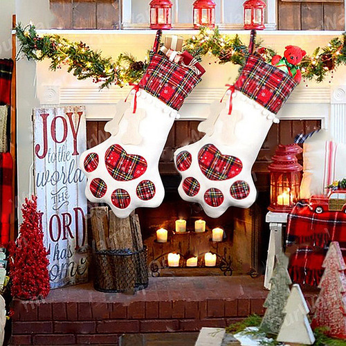Calcetín Navideño Para Perros, Bolsa De Golosinas Con Estamp