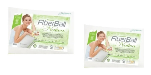 Imagen 2 de 4 de Almohada X 2 De Fibras Huecas Nativa 70x40 Cm Fiberball