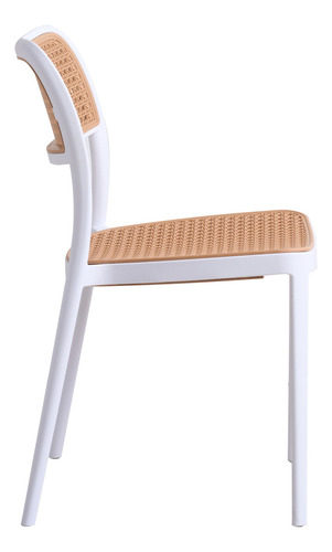 Silla De Comedor Tina Packx4 Diseño Rejilla Plástica Baires4 Estructura De La Silla Blanco Asiento Marrón Claro Diseño De La Tela Rejilla De Viena